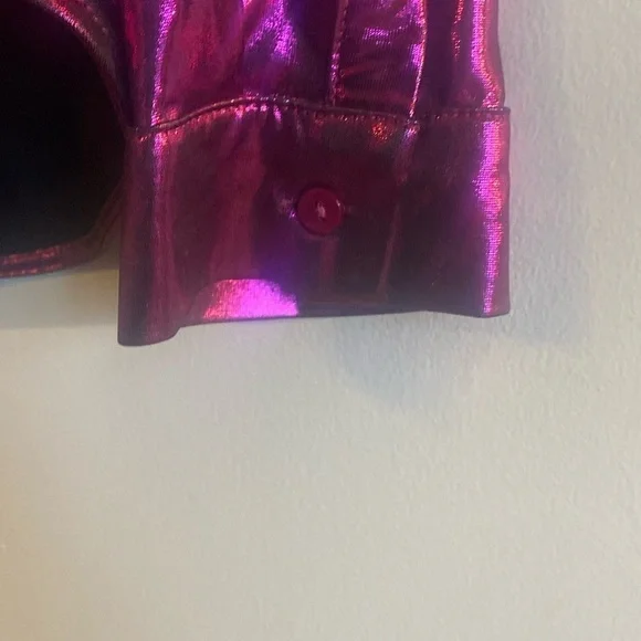 Anthropologie “SHINE” metallic magenta button-up top. - Picture 9 of 12